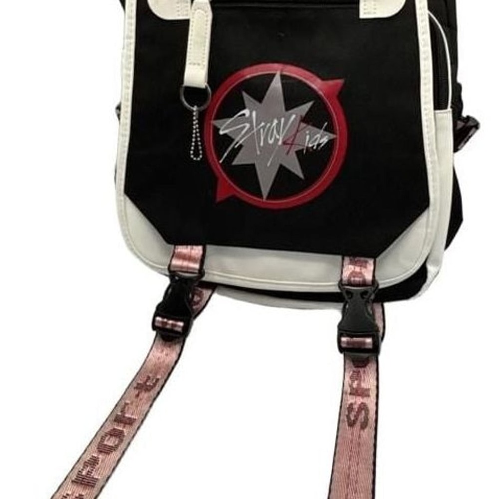 Roffatide Stray Kids Casual School Backpack  Black and White